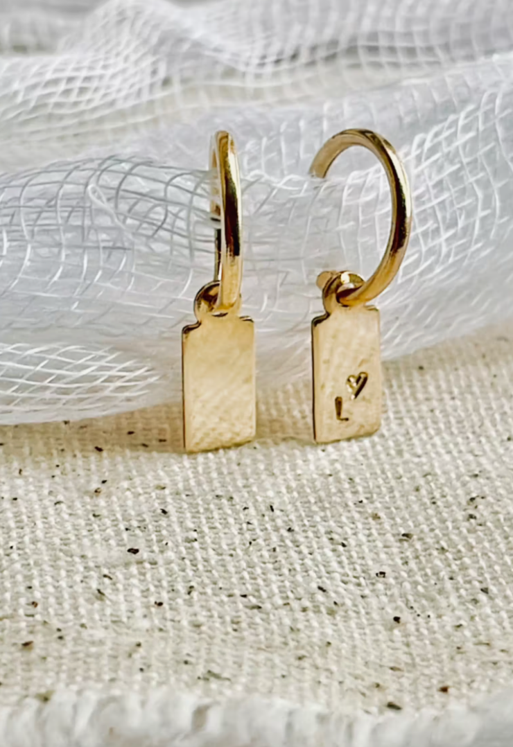 Initial Huggie Hoop Earrings