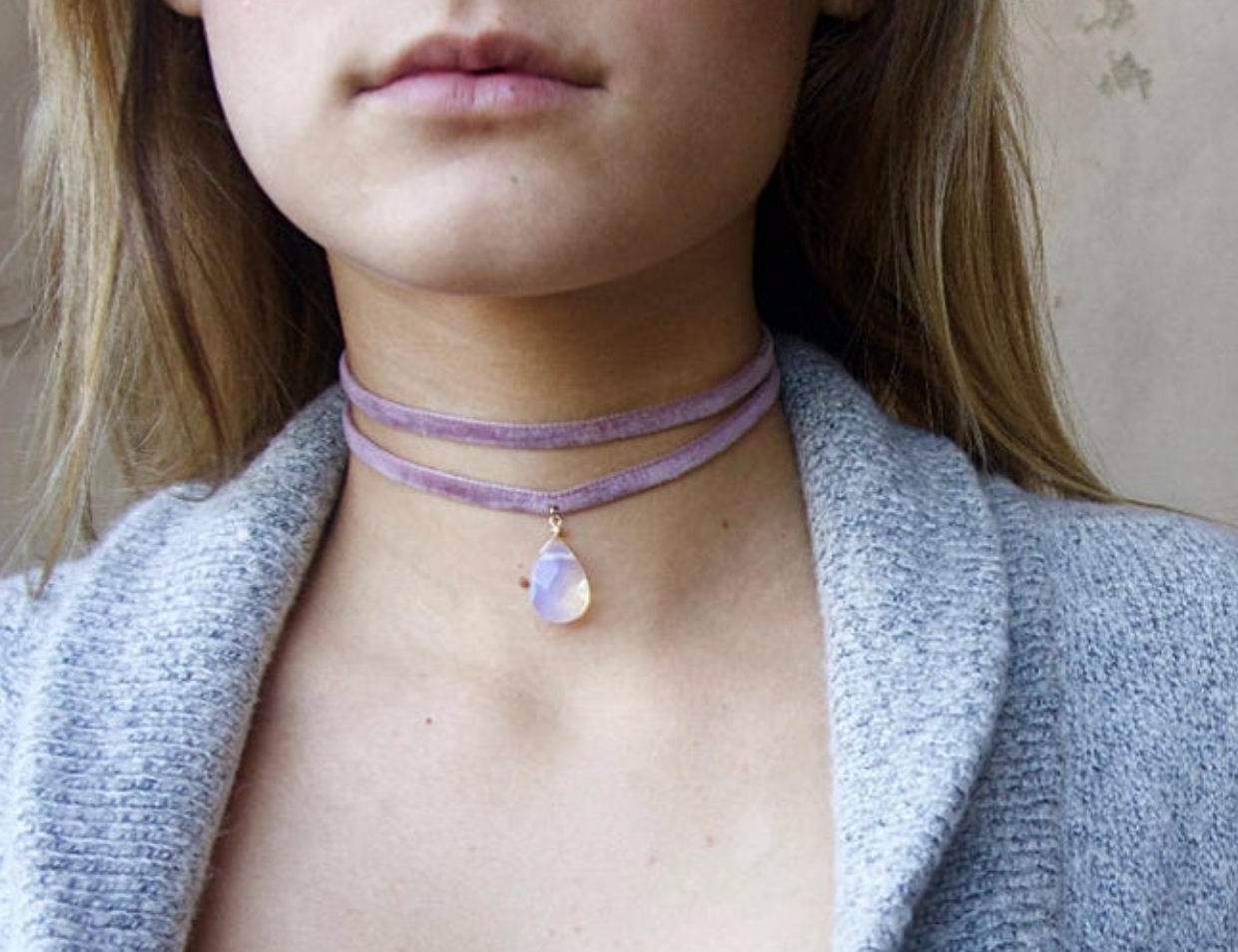 Opalite Moonstone Style Velvet Choker