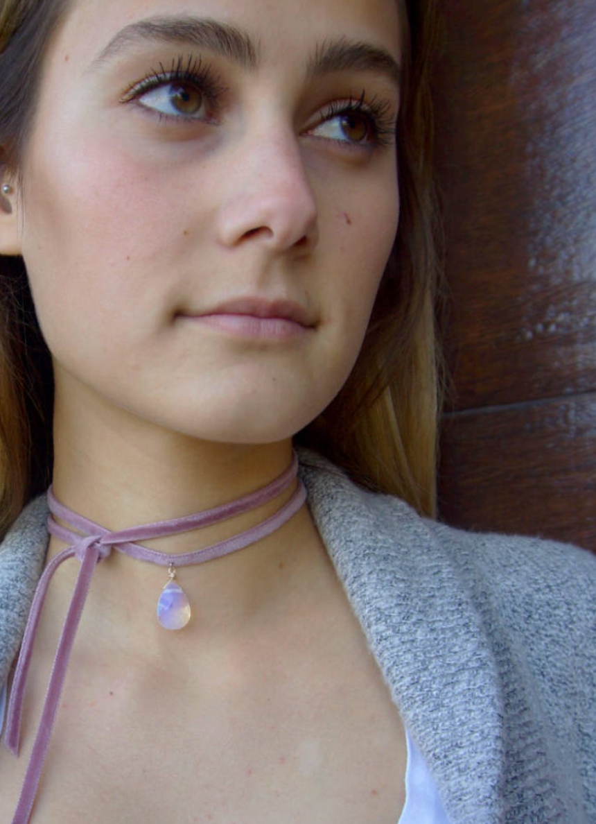 Opalite Moonstone Style Velvet Choker