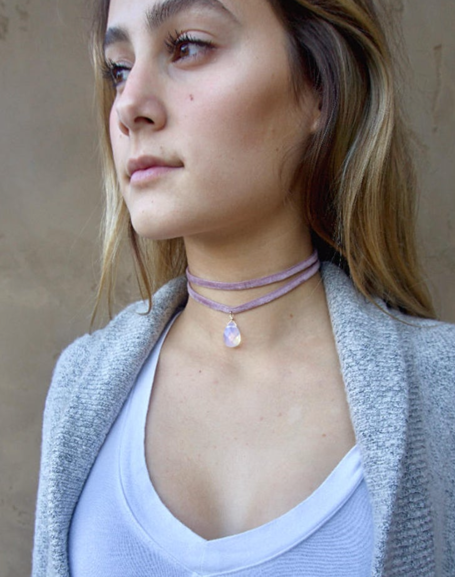 Opalite Moonstone Style Velvet Choker