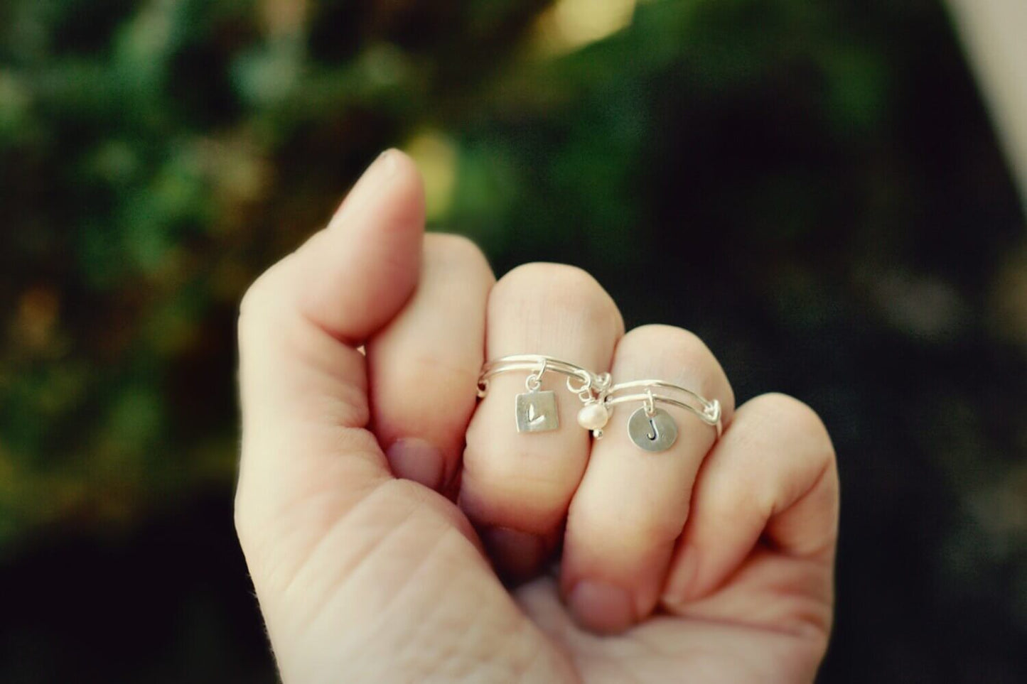 Adjustable Initial Ring - Silver