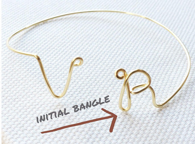 Personalized Two Initial Wire Cuff - laosborn