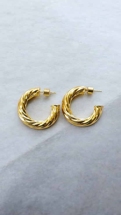 Gold Textured Hoop Earrings