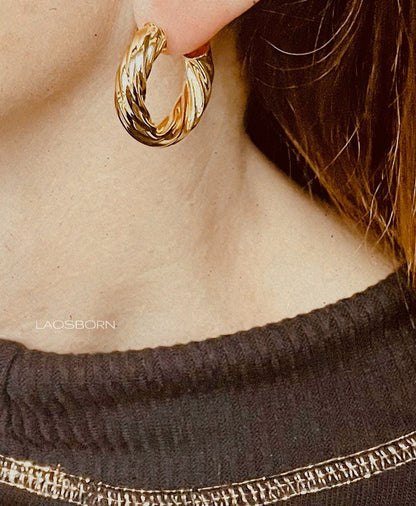Gold Textured Hoop Earrings