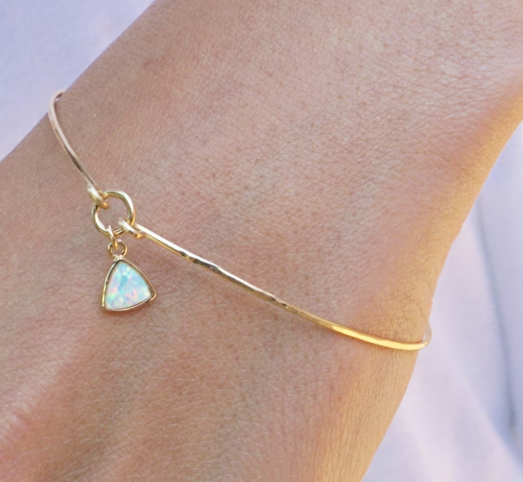 Dainty Opal Bangle Bracelet