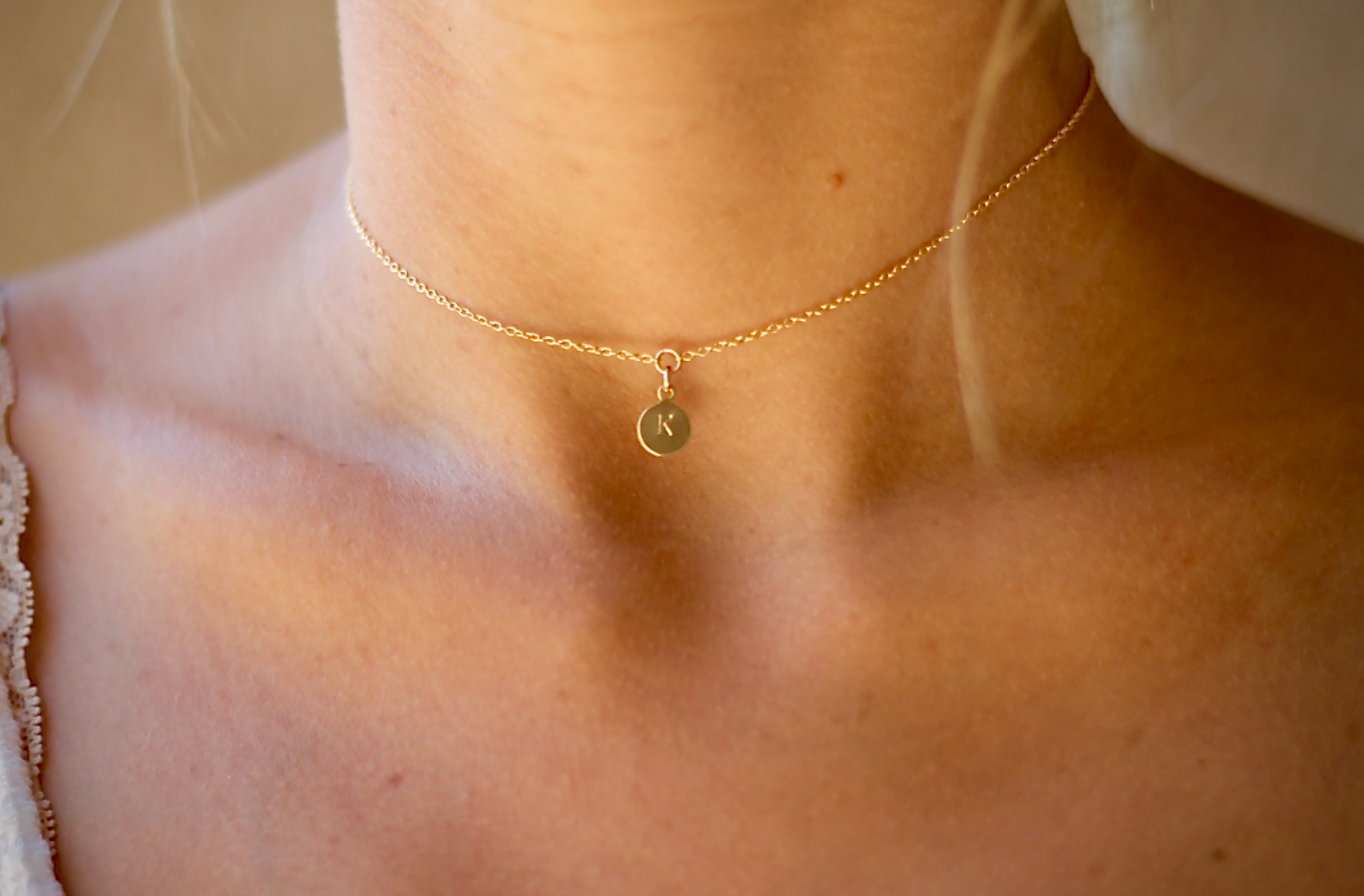 Tiny Initial Choker Necklace