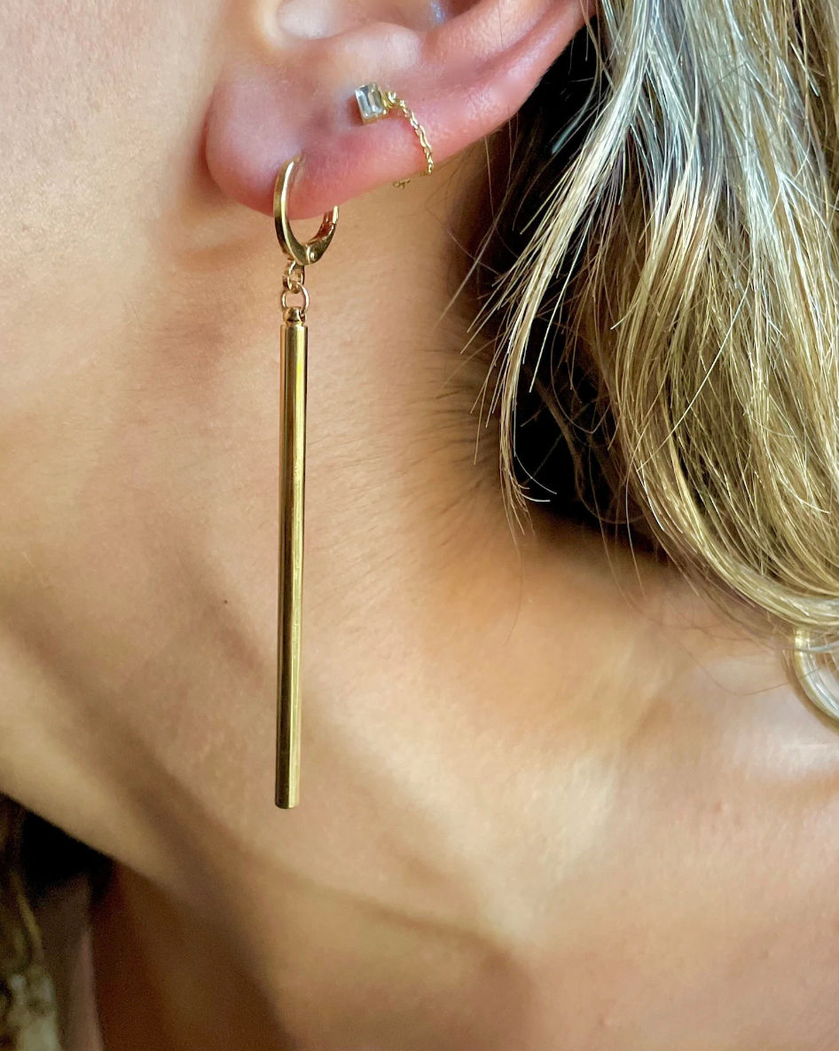 Long Gold Bar Earrings