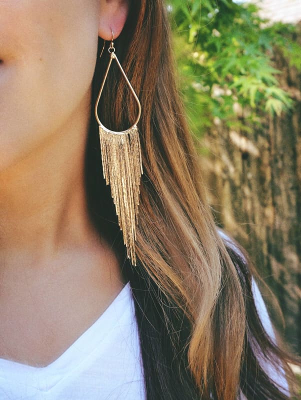 Long Gold Tassel Earrings