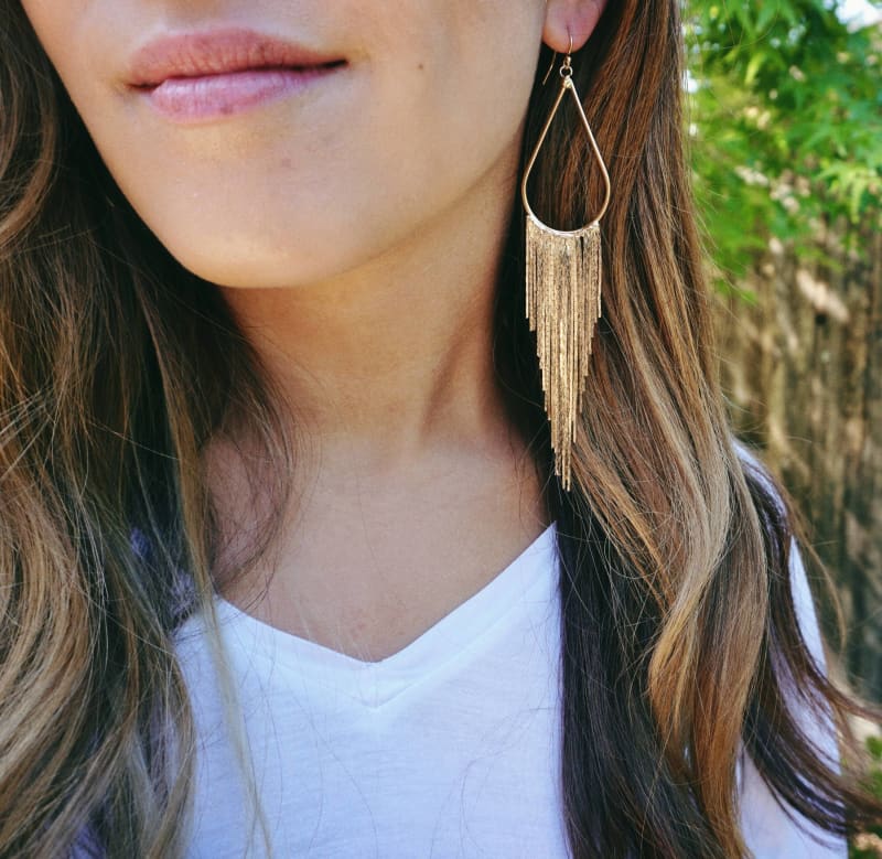 Long Gold Tassel Earrings