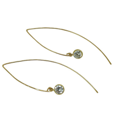 Crystal Cubic Curved Arc Threader Earrings 