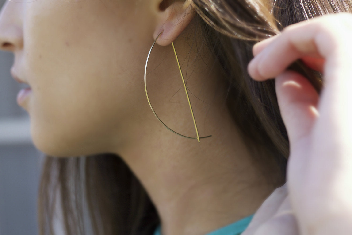 Threader Half Moon Hoop Earrings - laosborn