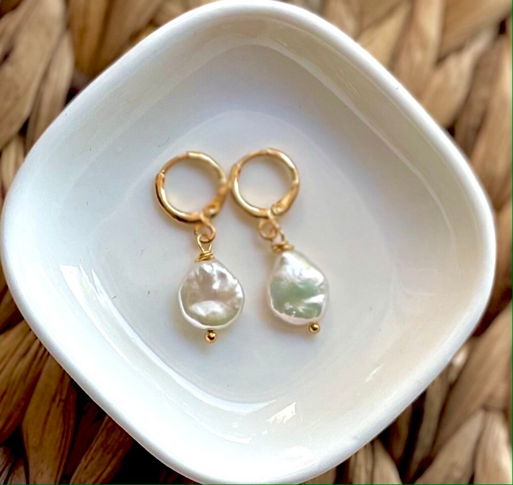 Coin Pearl Drop Earrings