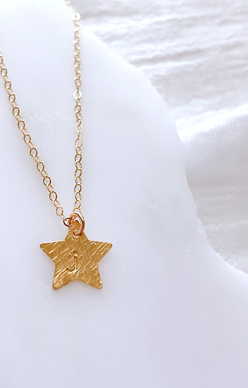 Tiny Initial Star, Necklace Gold