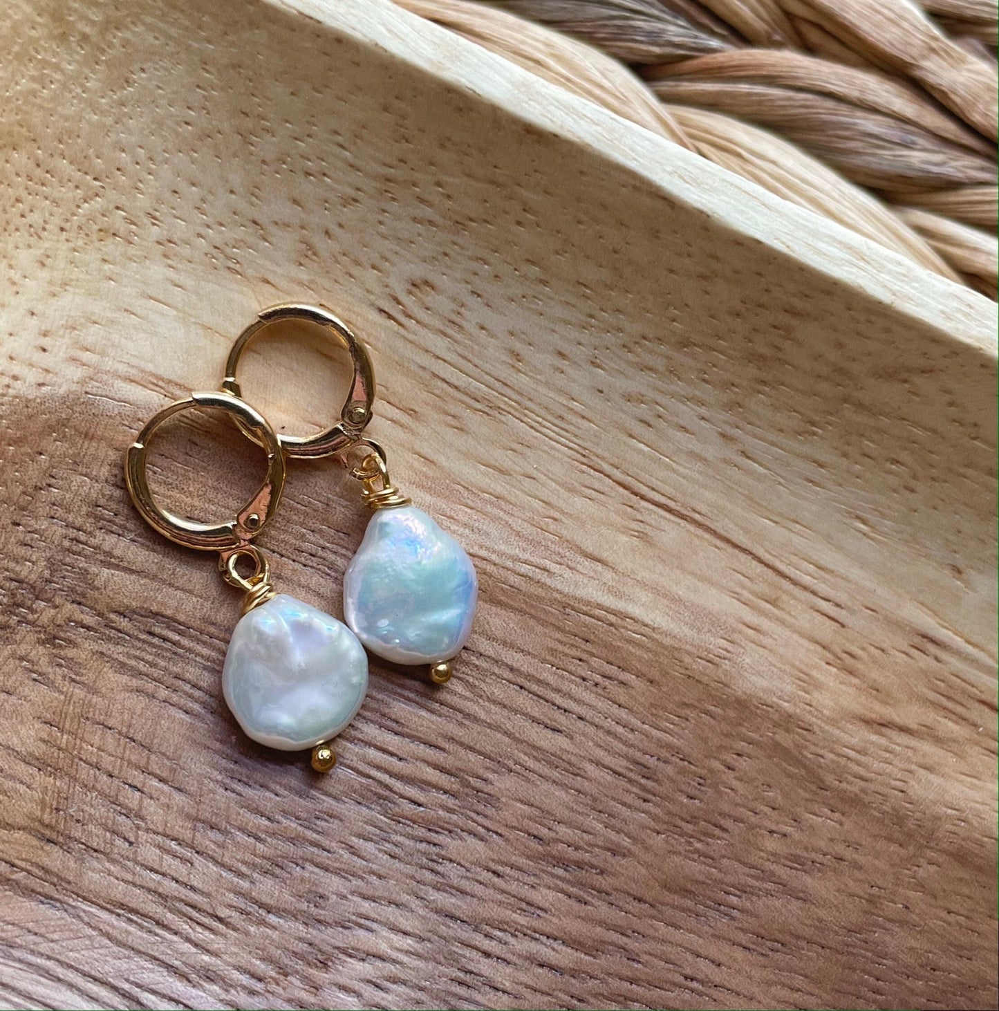 Coin Pearl Drop Earrings
