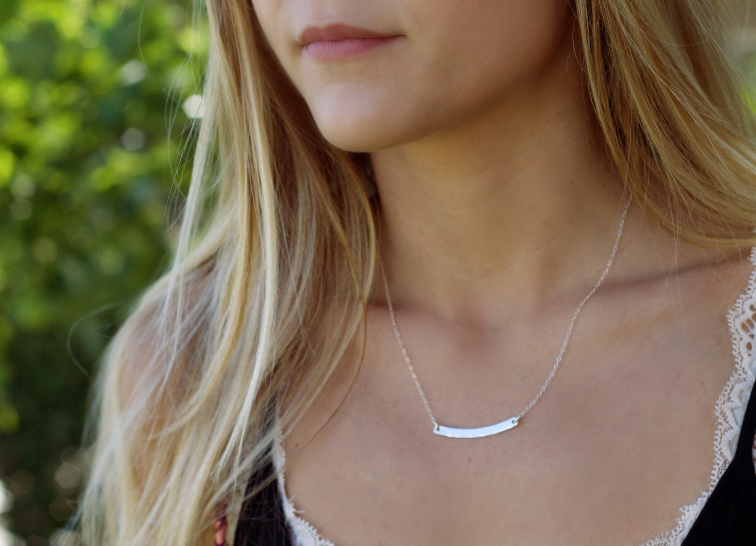 Silver Curve Bar Necklace - laosborn