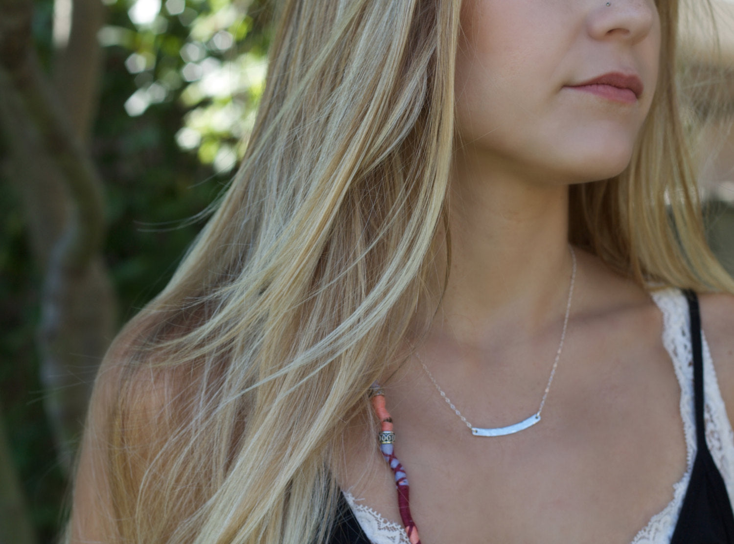 Silver Curve Bar Necklace - laosborn