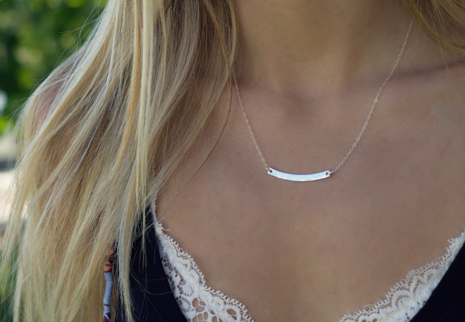 Silver Curve Bar Necklace - laosborn