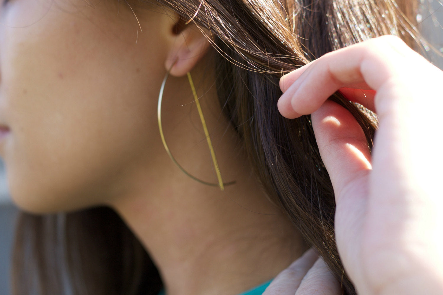 Threader Half Moon Hoop Earrings - laosborn